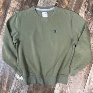 IZOD Distressed Crewneck Sweatshirt Green Size Medium